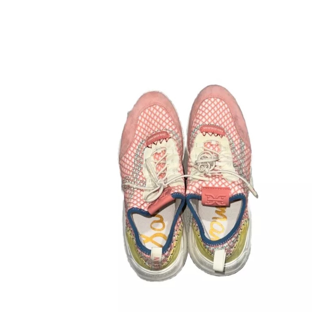Chelsie Knit Sneaker (Women)  Sam Edelman   Color: Pink Coral/ Electric Lime Pre